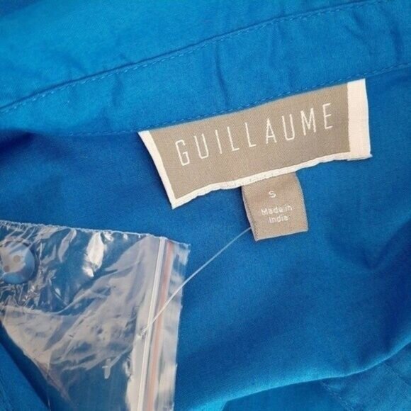 GUILLAUME Shirt Midi Dress w/ Scalloped Eyelet Hem Blue Sz S - Picture 13 of 14